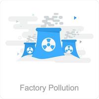 Factory Pollution and factory icon concept vector