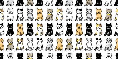 cat seamless pattern kitten vector calico pet animal breed scarf isolated repeat background cartoon tile wallpaper doodle illustration design