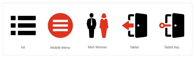 list and man woman vector