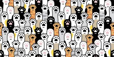 cat paw seamless pattern footprint vector kitten breed calico ginger scarf isolated cartoon doodle tile wallpaper repeat background illustration textile design