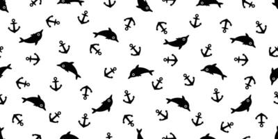 Anchor seamless pattern fish dolphin shark vector boat pirate helm Nautical maritime sea ocean repeat wallpaper scarf isolated tile background illustration design