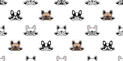 dog seamless pattern french bulldog hole hide vector scarf isolated repeat wallpaper tile background cartoon pet puppy head doodle illustration design