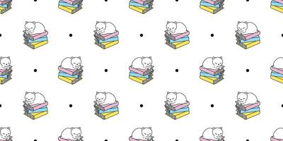 cat seamless pattern kitten vector calico book scarf isolated repeat background cartoon tile wallpaper doodle illustration design