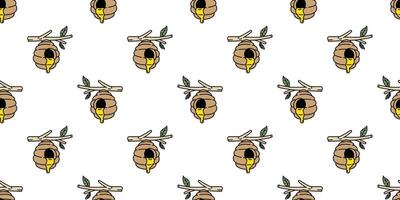 miel abeja sin costura modelo vector oso polar mermelada bufanda aislado dibujos animados repetir antecedentes loseta fondo de pantalla textil ilustración garabatear diseño