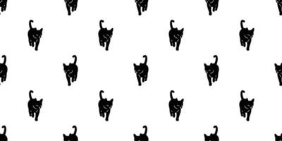 cat seamless pattern kitten walking vector calico pet animal scarf isolated repeat background cartoon tile wallpaper doodle illustration black design