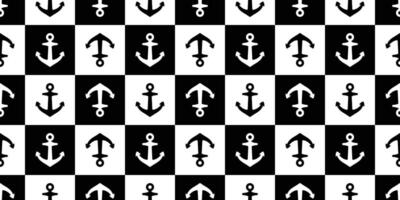 Anchor seamless pattern checked vector boat pirate helm Nautical maritime sea ocean repeat wallpaper scarf isolated tile background textured illustration textile design