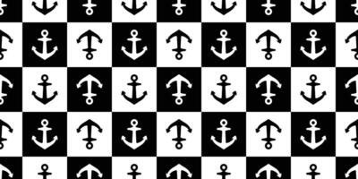 Anchor seamless pattern checked vector boat pirate helm Nautical maritime sea ocean repeat wallpaper scarf isolated tile background textured illustration textile design