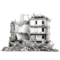 AI generated Demolished building clip art png