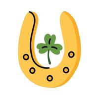 Happy horseshoe with shamrock for St. Patrick's Day vector