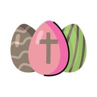 Tree Easter eggs in doodle style vector