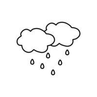 Rainy clouds vector illustration in doodle style.