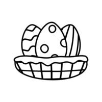 Tree Easter eggs in basket in doodle style vector