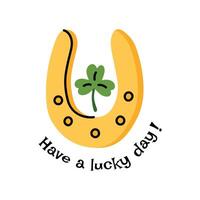 Happy horseshoe with shamrock for St. Patrick's Day vector