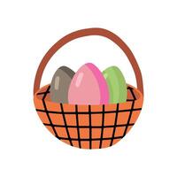 Tree Easter eggs in basket in doodle style vector