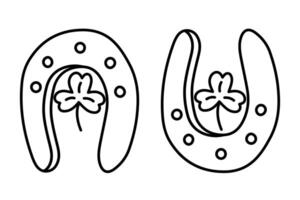 contento herraduras con trébol para S t. patrick's día vector