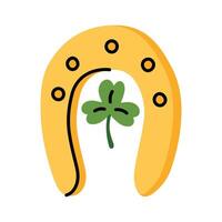 Happy horseshoe with shamrock for St. Patrick's Day vector