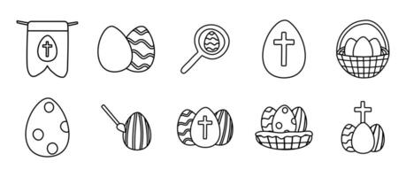 Easter eggs set in doodle style vector