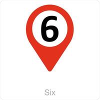 Six and location icon concept vector