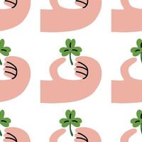 Shamrock in hand pattern for St. Patrick's Day vector