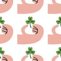 Shamrock in hand pattern for St. Patrick's Day vector