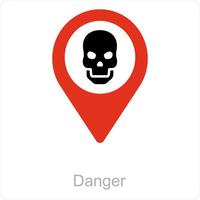 danger and location icon concept vector