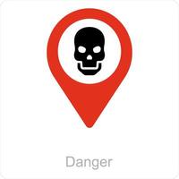 danger and location icon concept vector