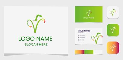 Template Logo Creative Drink, Straw and Plant, Nature Beverage or Drink Nature. Creative Template with color pallet, visual branding, business card and icon. vector