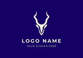 logo antelope head and horn. modern and minimalist antelope logo design. Editable color vector