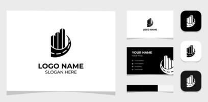 Template Logo Creative Contractor, building, road concept. Creative Template with color pallet, visual branding, business card and icon. vector