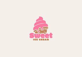 Logo Sweet Ice Cream, Logo Ice Cream, fun, fresh and friendly, editable color vector