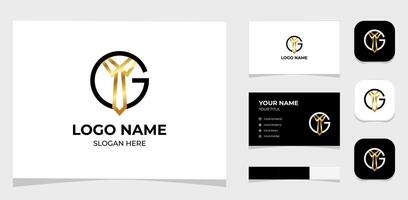 Template Logo Creative Initial Letter G and Tie Concept shape. Creative Template with color pallet, visual branding, business card and icon. vector