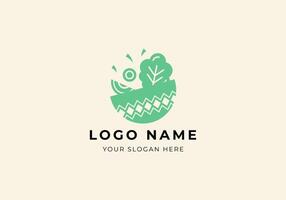 Logo Bowl and Plant or Vegetable, Vegetarian concept. Modern and minimalist logo design, editable color vector