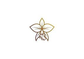 Logo line Orchid elegant gold color, Minimalist, Modern, Logo Line, editable color vector