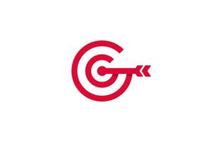 Logo Letter G and Target Arrow, Minimalist and Modern Logo Template Premium. Editable FIle vector