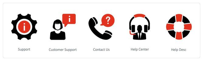 Support, customer support and contact us vector