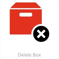 Delete box and box icon concept vector