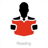 leyendo y libro icono concepto vector