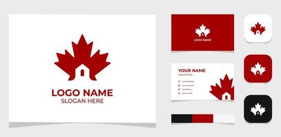 Template Logo Creative Maple and home or house shape concept. Creative Template with color pallet, visual branding, business card and icon. vector