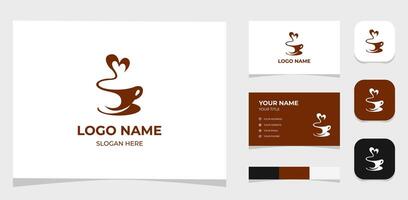 Template Logo Creative Coffee Cup and Love concept. Creative Template with color pallet, visual branding, business card and icon. vector