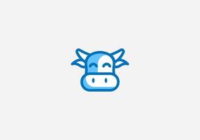 Logo Cute, Kawaii Head Cow Mascot. Drink, Beverage, Milk, logo Unique, Modern, Minimalist. Business identity Vector Icon.