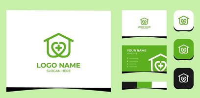 Template Logo Creative Home and Health Care, Green concept. Creative Template with color pallet, visual branding, business card and icon. vector