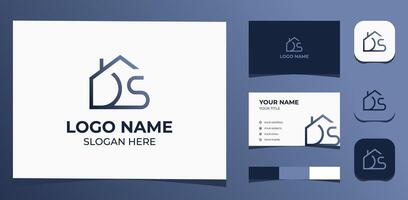 Template Logo Creative Real estate, initial D and S in Home shape. Creative Template with color pallet, visual branding, business card and icon. vector