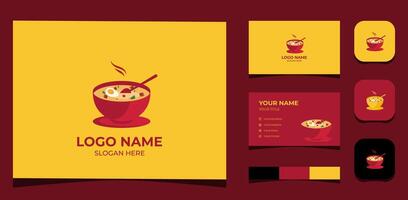 Template Logo Creative Asian Food, Soup bowl, meatball, restaurant. Creative Template with color pallet, visual branding, business card and icon. vector