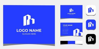 Template Logo Creative B P or B P M in Solid shape or Building concept. Creative Template with color pallet, visual branding, business card and icon. vector