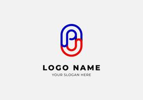 Logo letter U P with oval shape. Modern, minimalsit, monogram bold logo design. Editable color vector