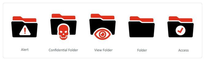 alert, confidential folder and view folder vector