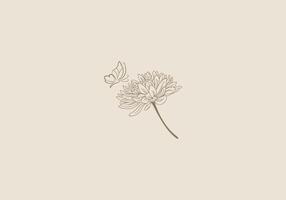 Logo Line Flower and Butterfly. Aesthetic and feminine, simple line and luxury modern. editable color. vector