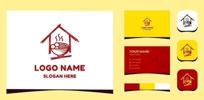 Template Logo Creative Asian Food, Soup bowl, meatball, restaurant. Creative Template with color pallet, visual branding, business card and icon. vector