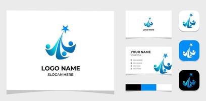 Template Logo Creative People Rising dream, rising star, rise, star concept. Creative Template with color pallet, visual branding, business card and icon. vector