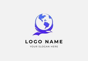 logo eagle fly bring earth globe on wings. Logo eagle and earth globe concept. Modern minimalist logo design. Editable color vector